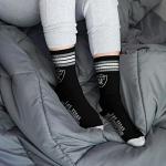 For Bare Feet NFL Youth 4 Stripe Deuce Crew Sock, Las Vegas Raiders, One Size