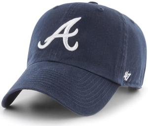 47 Brand MLB Team Color Home Primary Logo Clean Up Adjustable Baseball Cap Hat, Adult One Size Fits All - Atlanta Braves Navy