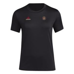 adidas Women's Atlanta United FC Local Stoic Short Sleeve Pre-game T-shirt, Black, Small Tall
