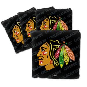 YouTheFan Officially-Licensed NHL Chicago Blackhawks Set of 4 Cornhole Bags - All Weather Regulation 6” x 6” Size - 16oz Weight - Designed in USA