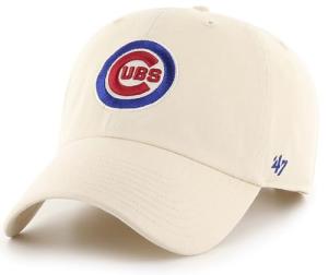 47 Brand MLB Natural Primary Logo Clean Up Adjustable Baseball Cap Hat, Adult One Size Fits All - Chicago Cubs Natural