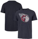 47 Brand MLB Men's Team Color Distressed Imprint Primary Logo Short Sleeve Baseball T-Shirt - Cleveland Guardians - Navy - Medium