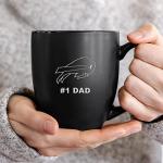 Rico Industries NFL Football Buffalo Bills #1 Dad 15oz Laser Engraved Matte Black Ceramic Bistro Mug - for Hot or Cold Drinks