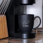 Rico Industries NFL Football Buffalo Bills #1 Dad 15oz Laser Engraved Matte Black Ceramic Bistro Mug - for Hot or Cold Drinks