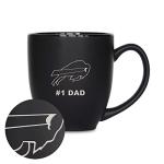 Rico Industries NFL Football Buffalo Bills #1 Dad 15oz Laser Engraved Matte Black Ceramic Bistro Mug - for Hot or Cold Drinks