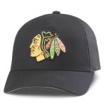 AMERICAN NEEDLE Unisex Chicago Blackhawks Officially Licensed NHL Valin Adjustable Snapback Baseball Trucker Hat (EM002A-CBH-BLK)