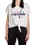 Calhoun NHL Women's Front Tie Cover Up Loose Fit Crop T-Shirt (Small/Medium, Washington Capitals)