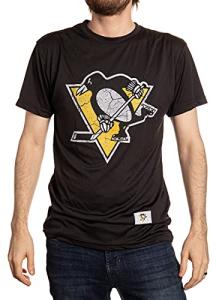 Calhoun NHL Mens Loose Fit Performance Rashguard Wicking Short Sleeve Shirt (Pittsburgh Penguins, Large)