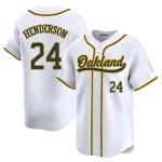 Custom Mens/Women/Youth Oakland White Rickey Henderson Baseball Stitched T-Shirt for Sports Fan
