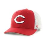 47 MLB Team Color Primary Logo Mesh Trucker Snapback Adjustable Hat Cap, Adult One Size Fits All - Cincinnati Reds Red