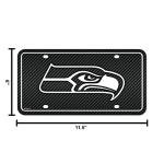 Rico Industries NFL Football Seattle Seahawks Carbon Fiber Metal Auto Tag 6" x 12" - Great For Truck/Car/SUV