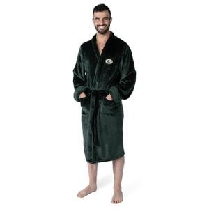 Northwest NFL Green Bay Packers Adult Unisex Silk Touch Bathrobe, Large/X-Large, Dark Green, Officially Licensed Loungewear, Soft Plush Polyester