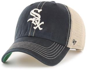 47 MLB Trawler Primary Logo Team Color Mesh Trucker Clean Up Adjustable Hat, Adult One Size Fits All - Chicago White Sox Black