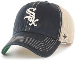 47 MLB Trawler Primary Logo Team Color Mesh Trucker Clean Up Adjustable Hat, Adult One Size Fits All - Chicago White Sox Black