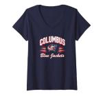 Women's Columbus Blue Jackets Retro Diamond Navy NHL Licensed V-Neck T-Shirt