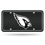 Rico Industries NFL Football Arizona Cardinals Carbon Fiber Metal Auto Tag 6" x 12" - Great For Truck/Car/SUV