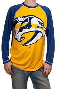 Calhoun NHL Mens Long Sleeve Performance Active Wear Rash Guard Shirt (Medium, Nashville Predators, m)