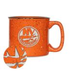 Rico Industries NHL Hockey New York Islanders Orange Speckle 12oz Laser Engraved Campfire Mug