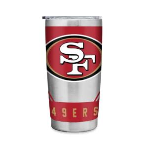 Rico Industries NFL Football San Francisco 49ers 20oz Stainless Steel Tumbler with Lid - Great For Coffee, Tea, Water or Cocktails
