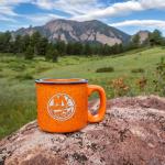 Rico Industries NHL Hockey New York Islanders Orange Speckle 12oz Laser Engraved Campfire Mug