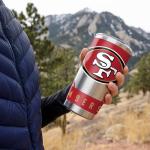 Rico Industries NFL Football San Francisco 49ers 20oz Stainless Steel Tumbler with Lid - Great For Coffee, Tea, Water or Cocktails