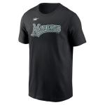 Nike Men's MLB Cooperstown Wordmark T-Shirt (US, Alpha, Large, Regular, Regular, Black, Florida Marlins)
