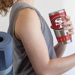 Rico Industries NFL Football San Francisco 49ers 20oz Stainless Steel Tumbler with Lid - Great For Coffee, Tea, Water or Cocktails