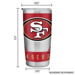 Rico Industries NFL Football San Francisco 49ers 20oz Stainless Steel Tumbler with Lid - Great For Coffee, Tea, Water or Cocktails