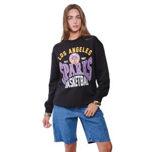 Ultra Game WNBA Official Unisex Super Soft Oversized Crewneck Sweatshirt, Los Angeles Sparks, Sand, Medium