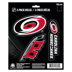 NHL Carolina Hurricanes Team Decal, 3-Pack, One Size