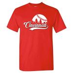 Cincinnati Baseball Skyline Men's Fan T-Shirt (Red T-Shirt, M)