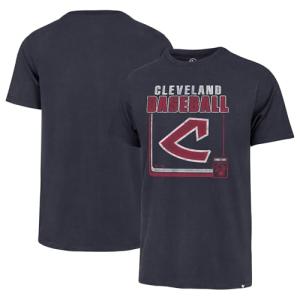 47 Brand MLB Men's Borderline Franklin Cooperstown Team Color Wordmark Primary Logo Short Sleeve Baseball T-Shirt - Cleveland Guardians - Navy - X-Large