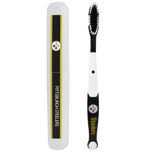 Siskiyou Sports NFL Pittsburgh Steelers Unisex Travel Set Toothbrush and Travel Case, White, One Size