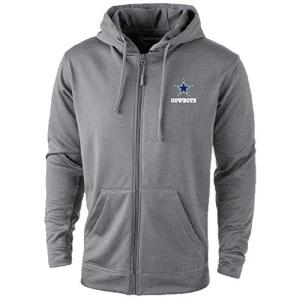 Dunbrooke NFL Dallas Cowboys Trophy Tech Fleece Full Zip Hoodie, Large, Grey