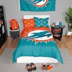 FOCO Miami Dolphins NFL Team Color Bed In a Bag Comforter Bedding 3 Piece Twin Set