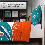 FOCO Miami Dolphins NFL Team Color Bed In a Bag Comforter Bedding 3 Piece Twin Set