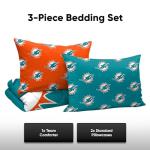 FOCO Miami Dolphins NFL Team Color Bed In a Bag Comforter Bedding 3 Piece Twin Set