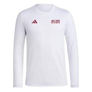 adidas Mens Atlanta United Pre-Game Long Sleeve Soccer T-Shirt,White/Atlanta United,Large