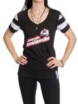 Calhoun NHL Womens Retro Varsity Short Sleeve Cotton V-Neck T-Shirt (Colorado Avalanche, X-Large)