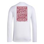 adidas Mens Atlanta United Pre-Game Long Sleeve Soccer T-Shirt,White/Atlanta United,Large