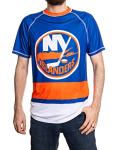 Calhoun NHL Mens Performance Quick Dry Moisture Wicking Rash Guard Short Sleeve Shirt (New York Islanders, X-Large)