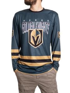 NHL Men's Game Day Long Sleeve Performance Loose Fit Rash Guard (Vegas Golden Knights, Medium)