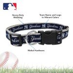 MLB New York Yankees Licensed PET COLLAR- Heavy-Duty, Strong, and Durable Dog Collar. Available in 29 Baseball Teams and 4 Sizes