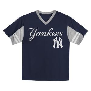 MLB Toddler 2T-4T Officially Licensed Team Color Primary Logo Baseball Fashion Top V-Neck Jersey - New York Yankees Navy - 4T