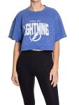 Calhoun NHL Surf & Skate Womens Oversize Drop Shoulder Acid Wash Cropped T-Shirt (Large/X-Large, Tampa Bay Lightning)