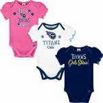 Gerber NFL Tennessee Titans 3 Pack Short Sleeve Bodysuit, Blue/White/Pink Tennessee Titans, 0-3 Months