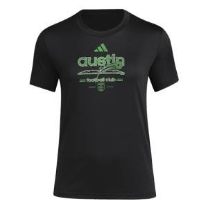 adidas Womens Austin FC Pre-Game Short Sleeve Soccer T-Shirt,Black/Austin Fc,Medium