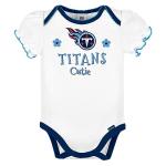 Gerber NFL Tennessee Titans 3 Pack Short Sleeve Bodysuit, Blue/White/Pink Tennessee Titans, 0-3 Months