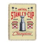 Northwest Florida Panthers 2025 Stanley Cup Champions Recorded Woven Tapestry Throw Blanket – Official NHL, 48 x 60 Inches, Decorative Fringed Edges, Soft Polyester, Team Logo, Championship Gift