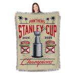 Northwest Florida Panthers 2025 Stanley Cup Champions Recorded Woven Tapestry Throw Blanket – Official NHL, 48 x 60 Inches, Decorative Fringed Edges, Soft Polyester, Team Logo, Championship Gift